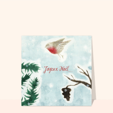 Rouge-gorge sur fond d'hiver pour No&euml;l