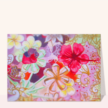 Fleurs &eacute;clatantes sur fond pastel