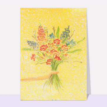 Bouquet &eacute;clatant sur fond jaune doux