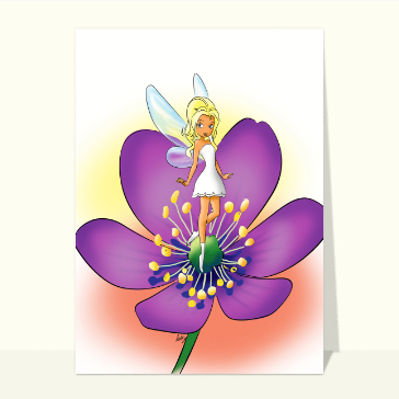 F&eacute;e sur une grande fleur violette