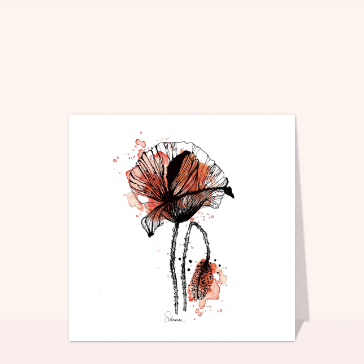 Coquelicot stylis&eacute; sur fond aquarelle