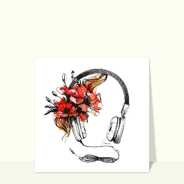 Fleurs &eacute;clatantes et casque musical &eacute;l&eacute;gant