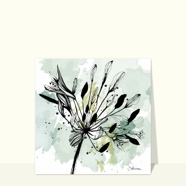 Fleur d&eacute;licate sur fond aquarelle verte
