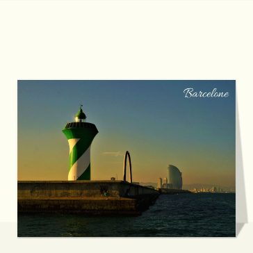 Phare embl&eacute;matique de Barcelone au cr&eacute;puscule