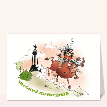Motard auvergnat &agrave; bord de sa vache