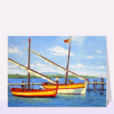 Bateaux traditionnels au port ensoleill&eacute;