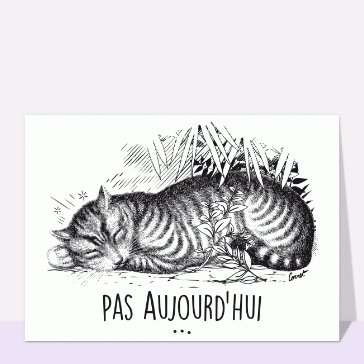 Chat endormi parmi les plantes