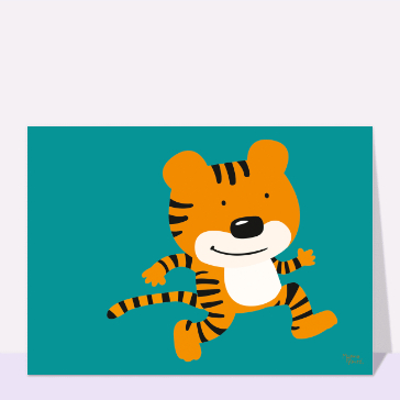 Tigre malicieux sur fond color&eacute;