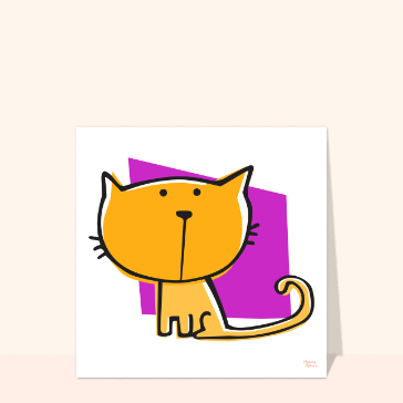 Chat joyeux sur fond color&eacute; et moderne