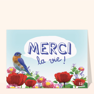 Oiseau color&eacute; sur fond fleuri