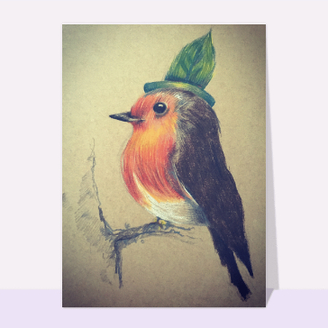 Rouge-gorge &agrave; la couronne de feuilles