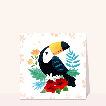 Toucan vibrant au milieu des fleurs rouges