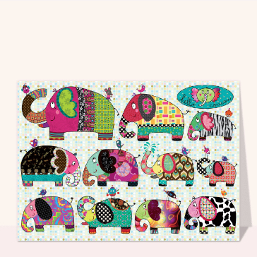 &Eacute;l&eacute;phants color&eacute;s et leurs amis joyeux