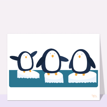 Trois pingouins heureux sur la glace