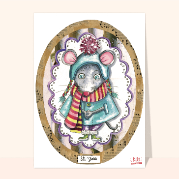 Souris rieuse en hiver color&eacute;