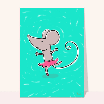 Souris ballerine sur fond turquoise