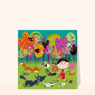 Animaux espi&egrave;gles dans un jardin color&eacute;