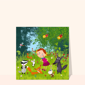 Animaux joyeux dans un jardin enchanteur
