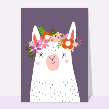 Lama amusant avec une couronne de fleurs