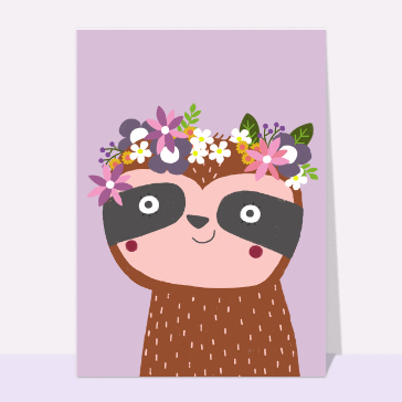 Paresseux souriant avec un joli bouquet floral