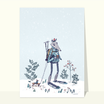 Loup randonneur sous la neige scintillante