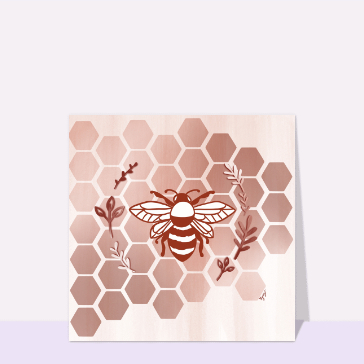 Abeille stylis&eacute;e sur fond de miel hexagonal