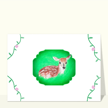 Petit faon sur fond vert enchanteur