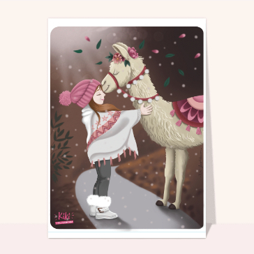 Llama affectueux dans un paysage enchanteur