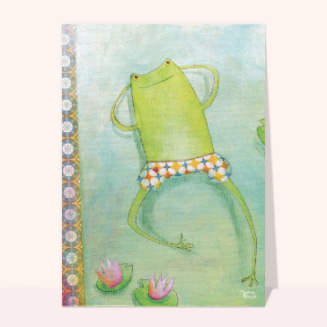 Grenouille relaxante sur son n&eacute;nuphar