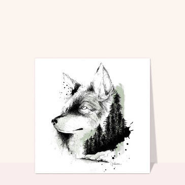 Loup artistique avec for&ecirc;t int&eacute;gr&eacute;e
