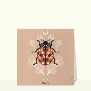 Coccinelle stylis&eacute;e sous un ciel doux