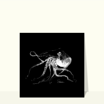 Pieuvre artistique sur fond noir &eacute;l&eacute;gant