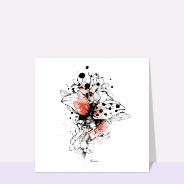 Papillon artistique au c&oelig;ur des fleurs