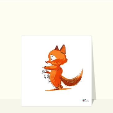 Renard curieux avec ses feuilles d'automne