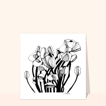 Fleurs d&eacute;licates en noir et blanc &eacute;l&eacute;gantes