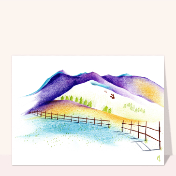Montagnes color&eacute;es sous un ciel pastel