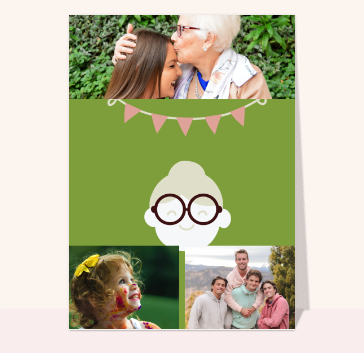 Mamie souriante avec lunettes et guirlandes
