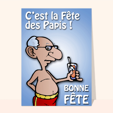 Papi en maillot de bain et cocktail