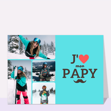 J'aime mon Papy en moustache color&eacute;e