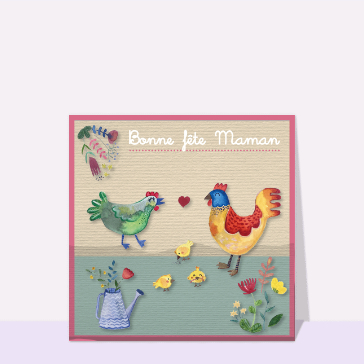 Poules joyeuses pour une maman ch&eacute;rie