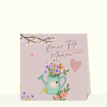 Fleurs &eacute;l&eacute;gantes dans un arrosoir pour maman