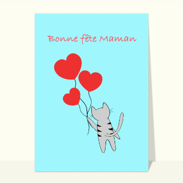 Chat joyeux avec des coeurs pour Maman