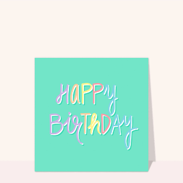 Carte Happy birthday coloré en vert