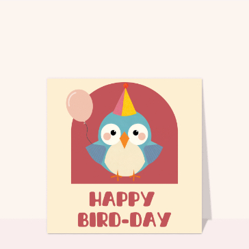 Carte joyeux anniversaire en plusieurs langues fêtez avec un joyeux oiseau coloré