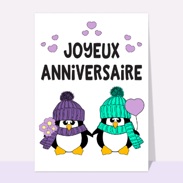 Carte Joyeux anniversaire mini penguins