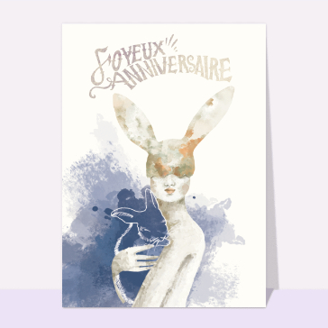 Carte anniversaire animaux : Joyeux anniversaire fan de lapin