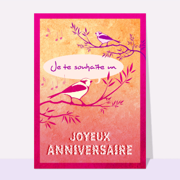 Carte anniversaire animaux : Joyeux anniversaire et oiseaux