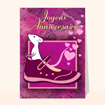 Carte anniversaire animaux : Souris joyeux anniversaire