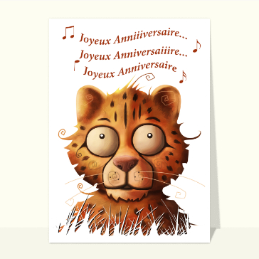 Carte anniversaire animaux : Joyeux anniversaire et petit guépard