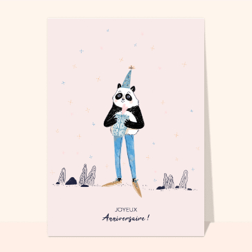 Carte anniversaire animaux : Joyeux anniversaire du panda